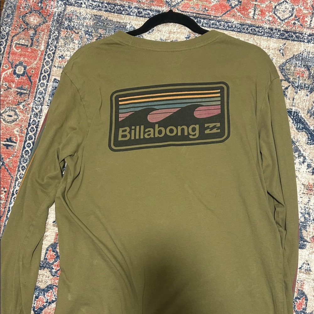 Billabong Khaki Long Sleeve Tee with Logo
